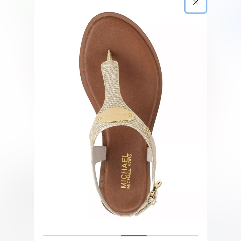 Michael Kors gold Plate Flat Thong Sandals
